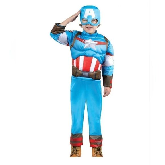 Marvel Captain America Muscle Dress Up Halloween Costume Toddler Boys - Picture 1 of 6